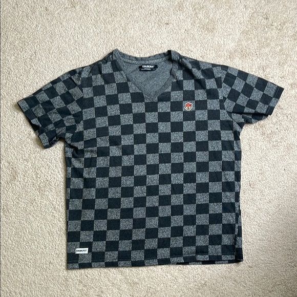 Trukfit Checkered Gray T-Shirt with Logo Patch - Picture 1 of 6
